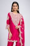 Buy_Prisho_Fuchsia Embroidery, Zari Round Neck Dori Short Kurta Set 
