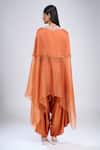 Shop_Prisho_Orange Embroidery V-neck Dori Kaftan With Pant _at_Aza_Fashions