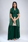 Buy_Prisho_Green Embroidery V-neck Cape Kurta Set _at_Aza_Fashions