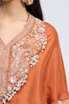 Buy_Prisho_Orange Zari V-neck Zardozi Embroidered Kaftan With Pant _Online_at_Aza_Fashions