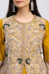 Shop_Prisho_Yellow Beads, Embroidery, Sequins, Zari Round Neck Jacket And Palazzo Set _Online_at_Aza_Fashions