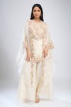 Buy Prisho Ivory Embroidery Round Neck Kurta Set With Cape at Aza Fashions Buy_Prisho_Ivory Embroidery Round Neck Kurta Set With Cape _at_Aza_Fashions