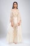 Shop Prisho Ivory Embroidery Round Neck Kurta Set With Cape Online at Aza Fashions Shop_Prisho_Ivory Embroidery Round Neck Kurta Set With Cape _Online_at_Aza_Fashions