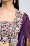 Buy Prisho Purple Sequins Round Neck Placket Embroidered Cape Skirt Set Online at Aza Fashions Buy_Prisho_Purple Sequins Round Neck Placket Embroidered Cape Skirt Set _Online_at_Aza_Fashions