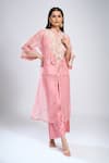 Buy_Prisho_Pink Tassels, Beads Button-down Neck Embroidered Jacket Pant Set _Online_at_Aza_Fashions