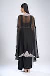 Shop_Prisho_Black Polyester Embroidery Round Neck Cape Skirt Set _at_Aza_Fashions
