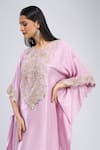 Buy_Prisho_Purple Zari, Embroidery Round Neck Zardozi Kaftan With Pant 