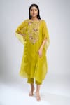 Buy_Prisho_Green Embroidery Round Neck Dori Kaftan Pant Set _at_Aza_Fashions