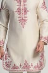 Taroob_Off White Cotton, Silk Embroidery Kurta And Pyjama Set_at_Aza_Fashions