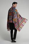 Taroob_Multi Color Taroob Regal Raj-darbar Fine Wool Kalamkari Stole _at_Aza_Fashions