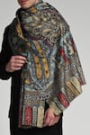 Taroob_Multi Color Taroob Embroidered Kashmiri Kalamkari Stole _Online_at_Aza_Fashions