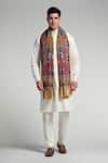 Buy_Taroob_Multi Color Taroob Royal Raj-darbar Fine Wool Kalamkari Stole _Online_at_Aza_Fashions