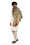 Taroob_Multi Color Taroob Super Fine Kashmiri Wool Kalamkar Stole _Online_at_Aza_Fashions