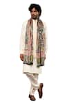 Taroob_Multi Color Taroob Urban Paisley Wool Kalamkari Stole _Online_at_Aza_Fashions