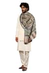 Taroob_Multi Color Taroob Splendid Paisley Wool Kalamkari Shawl _Online_at_Aza_Fashions