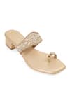 Shop_NR By Nidhi Rathi_Gold Pearls, Beads, Rhinestones And Sequin Embellished Block Heels _Online_at_Aza_Fashions