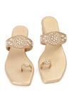 Buy_NR By Nidhi Rathi_Gold Pearls, Beads, Rhinestones And Sequin Embellished Block Heels 