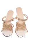 NR By Nidhi Rathi_Gold Rhinestones Embellished Bow Detail Kitten Heels _at_Aza_Fashions