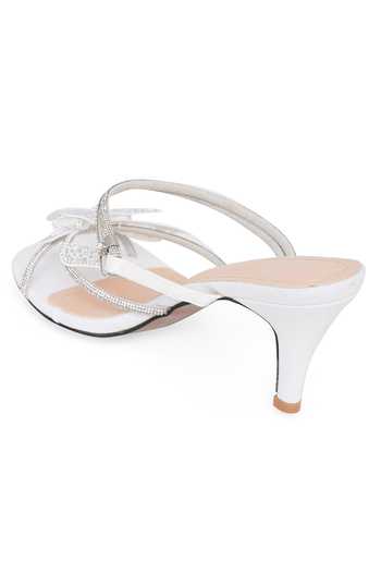 NR By Nidhi Rathi_Silver Rhinestones, Crystals Embellished Butterfly Strap Heels _Online_at_Aza_Fashions