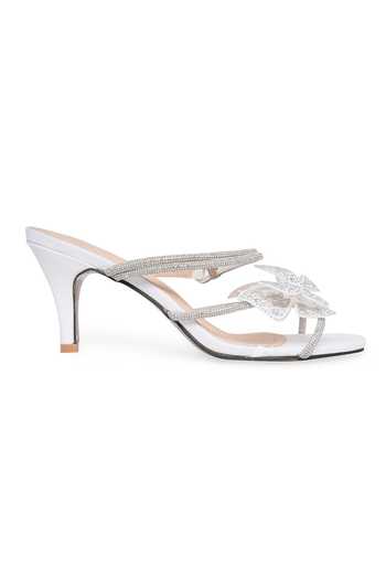 Buy_NR By Nidhi Rathi_Silver Rhinestones, Crystals Embellished Butterfly Strap Heels _Online_at_Aza_Fashions