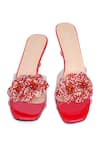 NR By Nidhi Rathi_Red Rhinestones, Crystals And Transparent Embellished Heels _at_Aza_Fashions