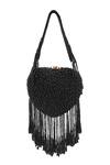 Shop NR By Nidhi Rathi Black Beads, Fringe, Stones Beaded Embellished Clutch Bag at Aza Fashions Shop_NR By Nidhi Rathi_Black Beads, Fringe, Stones Beaded Embellished Clutch Bag _at_Aza_Fashions