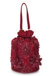 Shop_NR By Nidhi Rathi_Red Sequins, Beads, Embroidery Floral And Potli Bag _at_Aza_Fashions