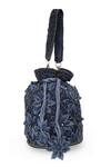 Shop_NR By Nidhi Rathi_Navy Beads, Sequins, Embroidery Floral And Embellished Potli Bag _at_Aza_Fashions