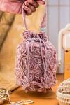 Buy_NR By Nidhi Rathi_Pink Beads, Sequins, Embroidery Floral And Potli Bag _at_Aza_Fashions