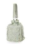 NR By Nidhi Rathi_Mint Beads, Sequins, Fabric Flowers Floral And Embellished Potli Bag _Online_at_Aza_Fashions