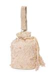 Buy_NR By Nidhi Rathi_Peach Beads, Sequins, Stones, Embroidery Floral Applique And Beaded Potli Bag _Online_at_Aza_Fashions