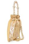 Buy_NR By Nidhi Rathi_Gold Sequins, Pearls, Tassels, Beads Handle Potli Bag _Online_at_Aza_Fashions