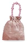 Shop_NR By Nidhi Rathi_Rose Gold Sequins, Beads, Tassels, Pearls Embroidered Potli Bag With Handle _at_Aza_Fashions