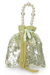 Shop_NR By Nidhi Rathi_Green Sequins, Beads, Pearls, Tassels Potli Bag With Handle _Online_at_Aza_Fashions