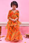 Bannhi By Priyanka Rathore_Orange Chiffon Gota Patti Leheriya Print Sharara Set _Online_at_Aza_Fashions