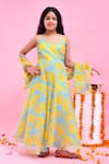 Buy_Bannhi By Priyanka Rathore_Blue Chiffon Gota Patti Floral Pattern Anarkali With Dupatta _at_Aza_Fashions