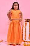 Buy_Bannhi By Priyanka Rathore_Orange Dupion, Organza Sequins, Gota Patti Lehenga Set With Dupatta _at_Aza_Fashions
