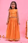 Buy_Bannhi By Priyanka Rathore_Orange Dupion, Organza Sequins, Gota Patti Lehenga Set With Dupatta _Online_at_Aza_Fashions