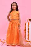 Bannhi By Priyanka Rathore_Orange Dupion, Organza Sequins, Gota Patti Lehenga Set With Dupatta _at_Aza_Fashions