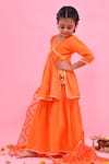 Bannhi By Priyanka Rathore_Orange Cotton, Silk, Organza Lace, Gota Patti, Zari Sharara Set With Dupatta _Online_at_Aza_Fashions