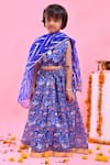 Buy_Bannhi By Priyanka Rathore_Blue Chanderi Gota Patti, Embroidery, Sequins Printed Lehenga Set _at_Aza_Fashions