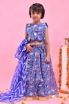 Shop_Bannhi By Priyanka Rathore_Blue Chanderi Gota Patti, Embroidery, Sequins Printed Lehenga Set _Online_at_Aza_Fashions