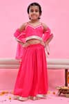 Buy_Bannhi By Priyanka Rathore_Magenta Cotton, Silk, Organza Gota Patti Lehenga Set _at_Aza_Fashions
