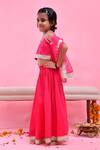 Shop_Bannhi By Priyanka Rathore_Magenta Cotton, Silk, Organza Gota Patti Lehenga Set _Online_at_Aza_Fashions