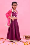 Bannhi By Priyanka Rathore_Purple Cotton, Silk, Organza Gota Patti, Applique Lehenga Set With Dupatta _Online_at_Aza_Fashions