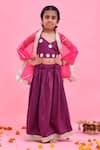 Buy_Bannhi By Priyanka Rathore_Purple Cotton, Silk, Organza Gota Patti, Applique Lehenga Set With Dupatta _at_Aza_Fashions