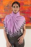 Buy_Mauli Cashmere_Purple Shimmering Mosaic Embellished Wool Silk Stole _at_Aza_Fashions