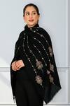 Shop_Mauli Cashmere_Black Jewelled Affair Embroidered Merino Stole _at_Aza_Fashions