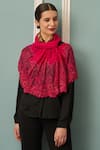 Buy_Mauli Cashmere_Fuchsia Floral Inset Embroidered Merino Stole _at_Aza_Fashions