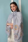Buy_Mauli Cashmere_Blue Bliss Embroidered Merino Wool Stole _at_Aza_Fashions